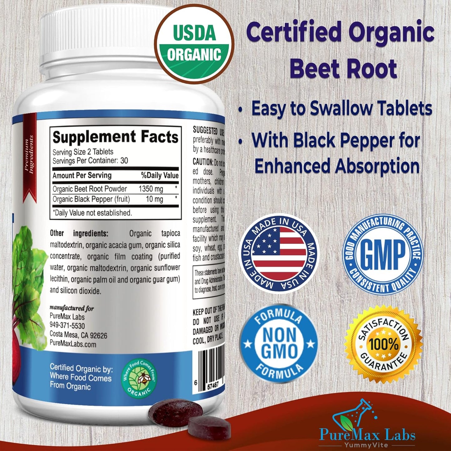 Organic Beet Root Powder Tablets